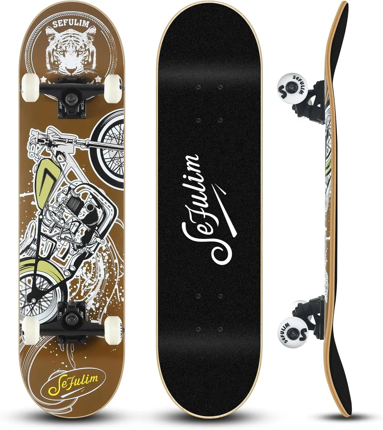 MotorCycle Double Kick Deck Concave Cruiser Trick Skateboard