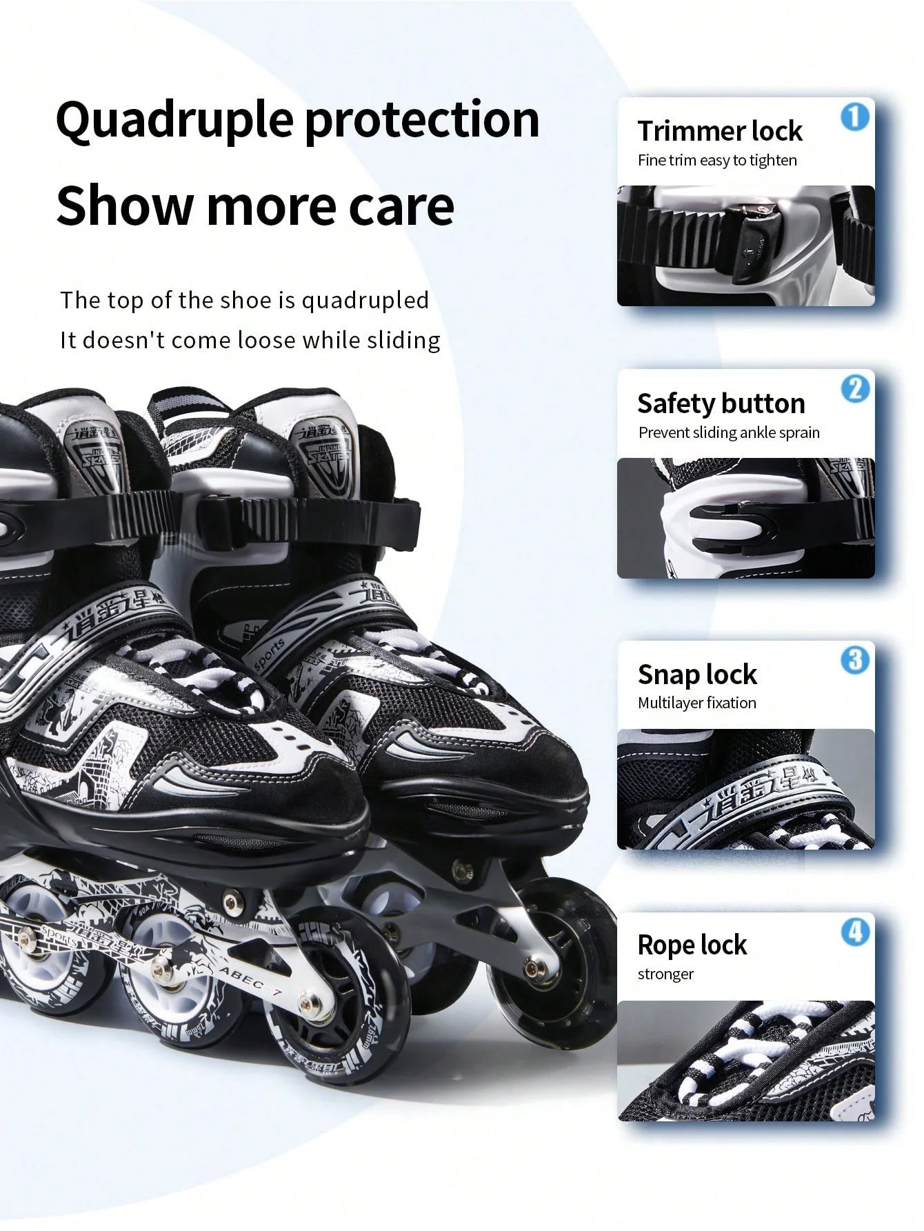 Adjustable Height In-line PU Roller Skates