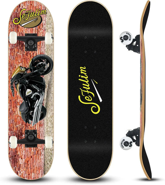 Motorcycle Wall Double Kick Deck Concave Cruiser Trick Skateboard