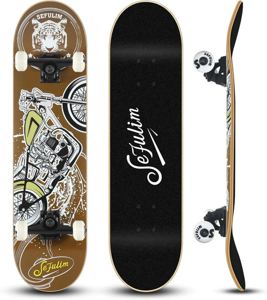 MotorCycle Double Kick Deck Concave Cruiser Trick Skateboard