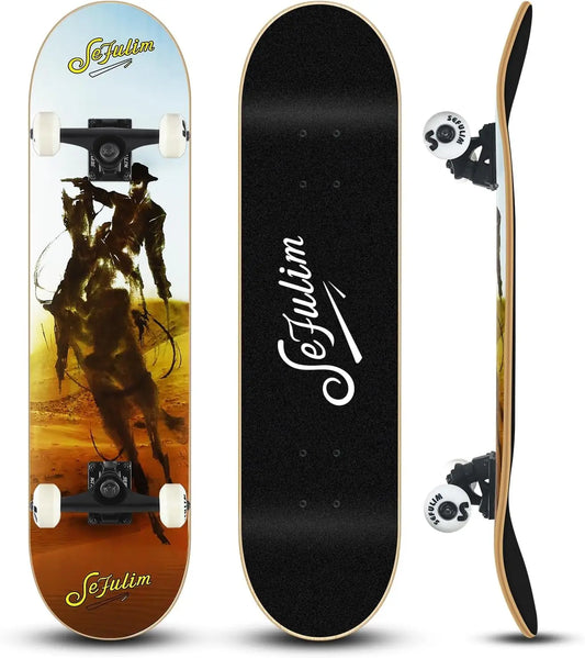 Cowboy Double Kick Deck Concave Cruiser Trick Skateboard